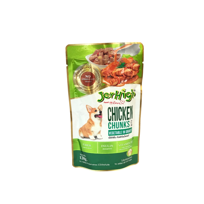 پوچ سگ جرهای Jerhigh طعم مرغ و سبزیجات ۱۲۰ گرمی